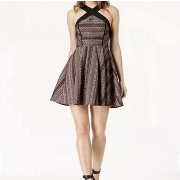 BCBGeneration Woven Fit and Flare Dress. Halter, Boho. - Picture 12 of 16